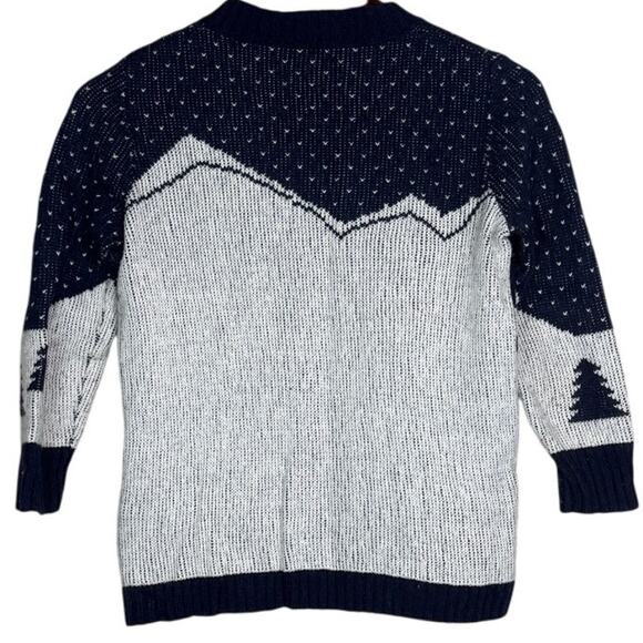 J. Crew Intarsia Novelty Ski Scene Wool  Blend Crew Neck Sweater XS Navy Blue - Picture 5 of 15